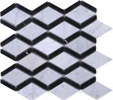Premium Marble Mosaic in Dual Tone - Elegant Diamond Pattern Natural Stone Tile for Wet Areas, Shower Surrounds, Accent Walls, Floors, Backsplash Use